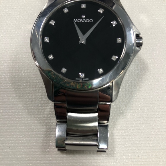 Movado Diamond Black Face Unisex Watch - Picture 4 of 8